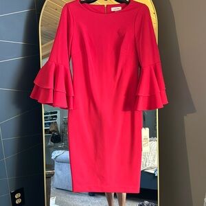 Calvin Klein Tiered Bell Sleeve Dress NWT